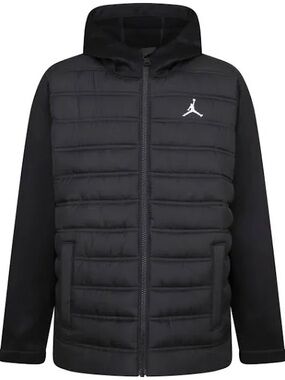 Jordan Boys Black Hooded Hybrid Jacket. Lg